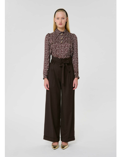 Pantalon Pia Chocolat en Laine Vierge