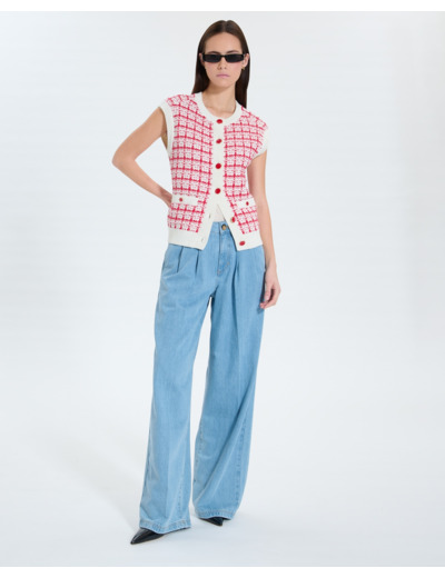 Gilet sans manches façon tweed bicolore