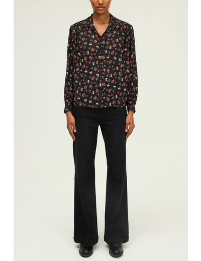 Chemise fine à fleurs contrastées - ABELLINE