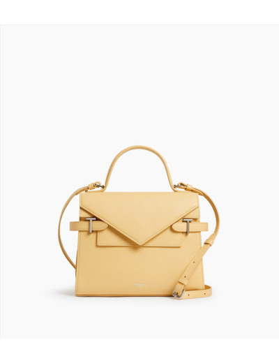 Sac à main double rabat moyen modèle Emilie en cuir grainé