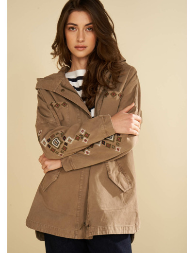 Parka brodée à capuche