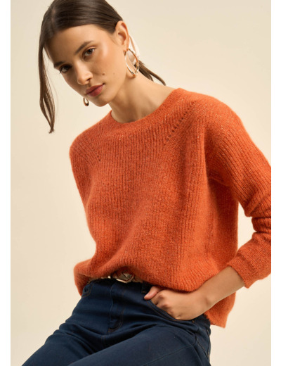 Pull col rond à détails brillants