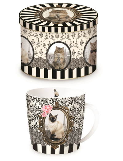 BAROCCO CATS Mug 35cl/boîte métal vers.C