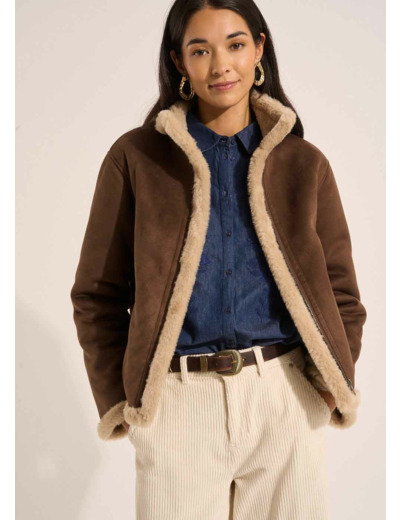 Blouson en fausse fourrure peau lainée