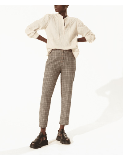 Pantalon droit carreaux sisal