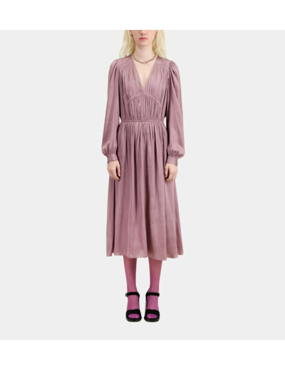 Robe Longue Manches Longues A Fronces dark purple