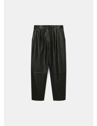 Pantalon Paaso Noir en Cuir De Veau