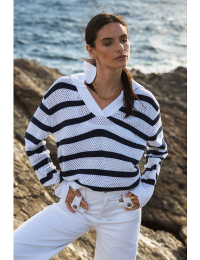 Pull femme en maille ajourée Cherry