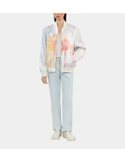 Blouson Satiné Rose Et Lilas Avec Palmiers light pink