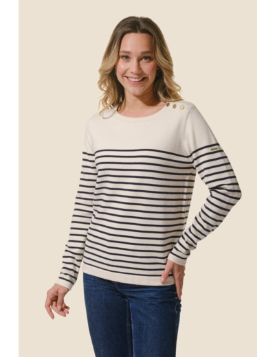 Pull Marinière femme VISCOSE patte épaule Gabrielle