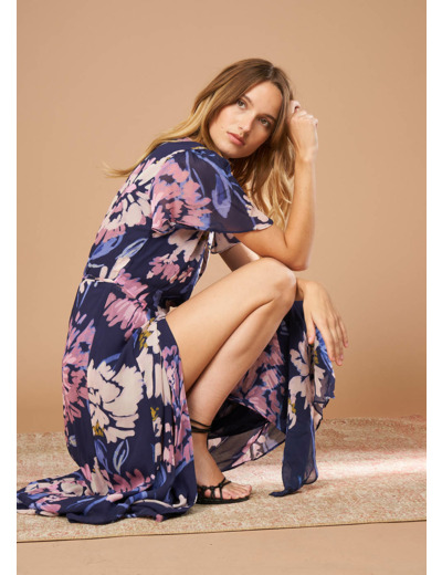 Robe midi cache-coeur imprimée