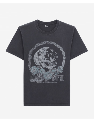 T-Shirt Manches Courtes Avec Print Skull And Roses black washed