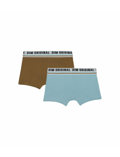 Lot de 2 boxers coton stretch Bleu Marron ceinture rétro Dim Originals