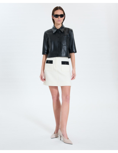 Jupe trapèze en tweed écrue