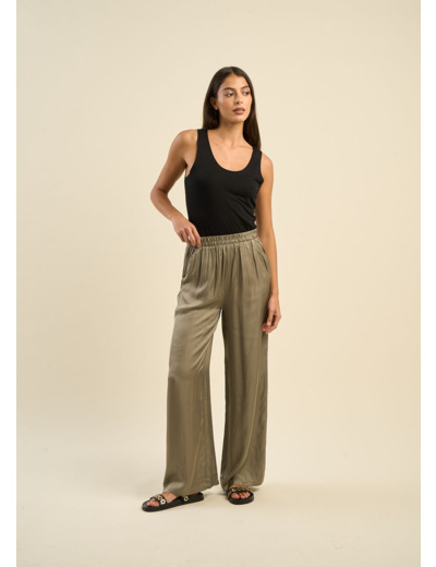 Pantalon large en satin