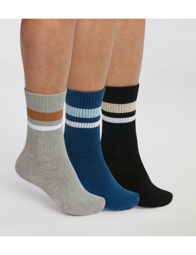 Lot de 3 paires de chaussettes homme en coton Bleu Noir EcoDim Sport