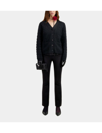 Cardigan Noir En Laine Torsadée black