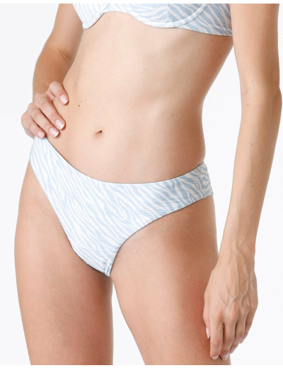 Maillot de bain brésilien en microfibre imprimée animalier bleu clair