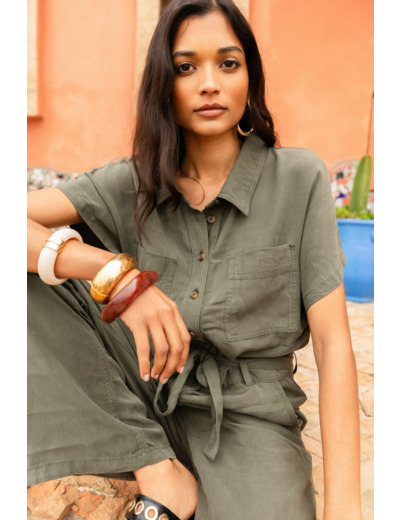 Combinaison col chemise à manches courtes