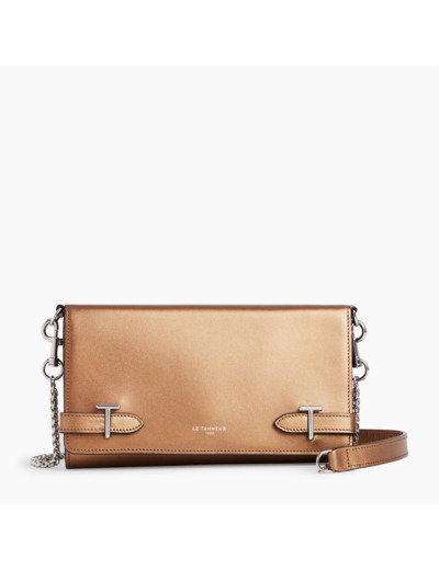 Pochette à rabat Emilie en cuir lisse métallisé