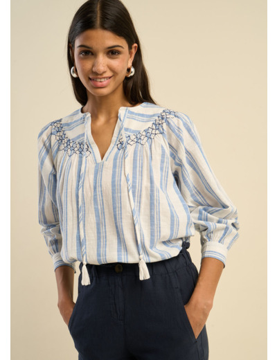 Blouse oversize en coton léger avec rayures