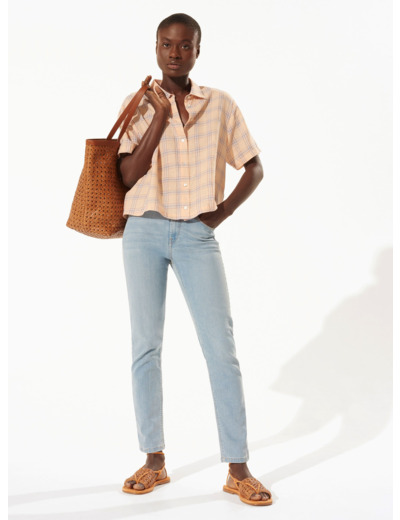 Chemise carreaux peche