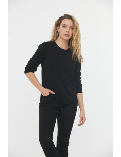 Pull basique esprit «liquette» col rond en coton bio