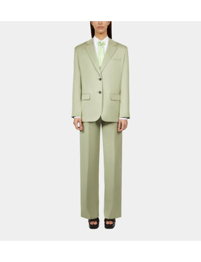 Veste Tailleur Vert Clair En Lin kaki grey