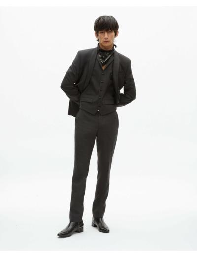 Veste de costume classique 2 boutons et pins black grey