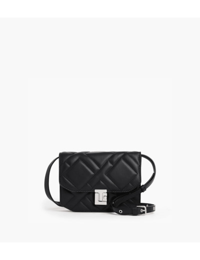 Petit sac bandoulière Rose en cuir lisse matelassé