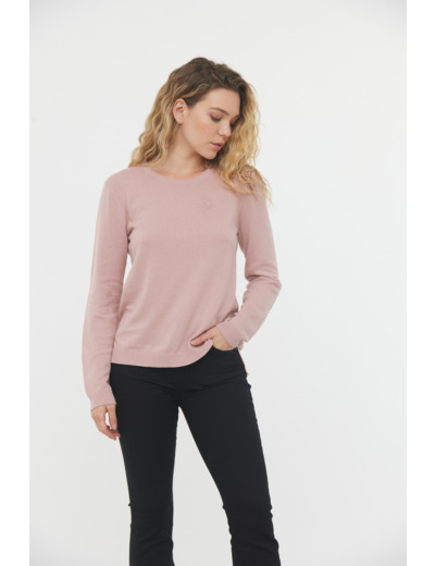 Pull basique esprit «liquette» col rond en coton bio