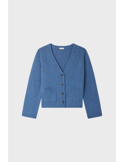 Gilet bleu chiné à col V - JOZIE