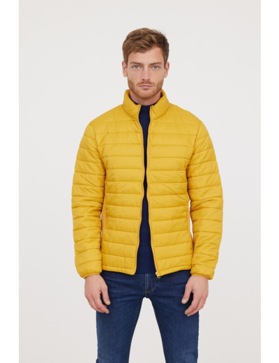 Doudoune légère basique manches longues en nylon, print poitrine, bandes élastiques côtés