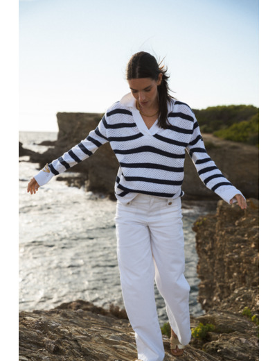 Pull femme en maille ajourée Cherry