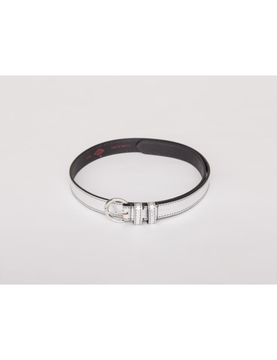 Ceinture fine en cuir argentée