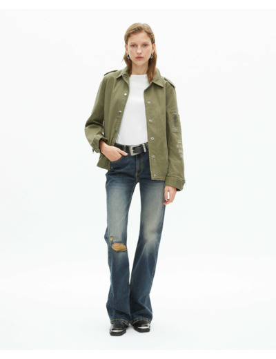 Blouson femme avec badges kaki