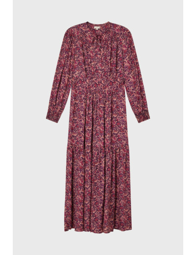 Robe longue cintrée à fleurs -SALIANE