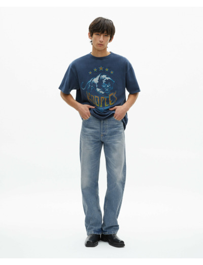 T-shirt manches courtes print washed navy