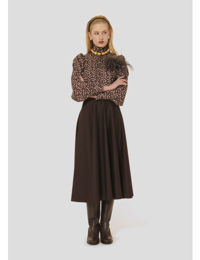 Jupe Jackie Chocolat en Laine Vierge