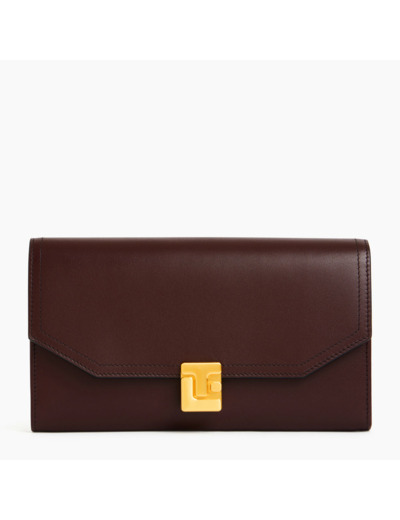 Grand portefeuille Rose en cuir lisse
