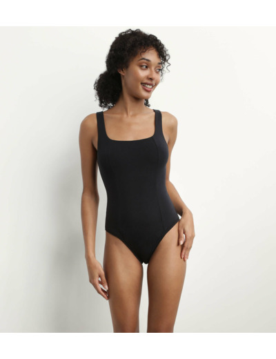 Body femme en coton modal à bretelles et décolleté carré Noir Dim Icons