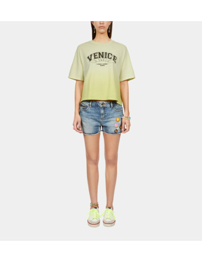 T-Shirt Jaune Dégradé Avec Sérigraphie Venice retro pink