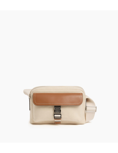 Petit sac bandoulière Maurice en toile coton et cuir lisse semi-végétal