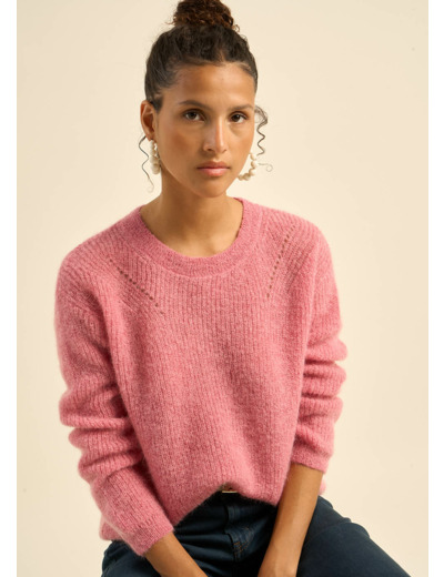 Pull col rond à détails tricotés