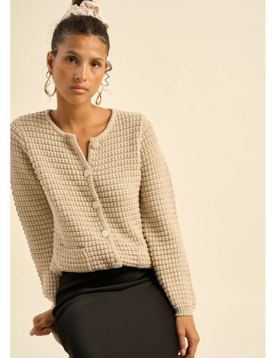 Gilet à col rond et poches cousues