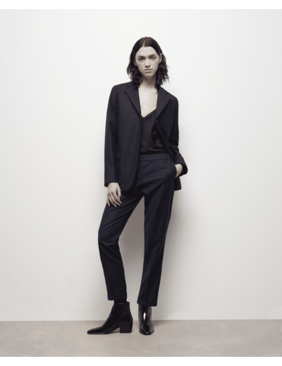 Pantalon Costume Detail Taille Elastique navy