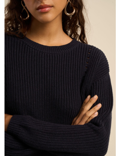 Pull à jeu de point col rond