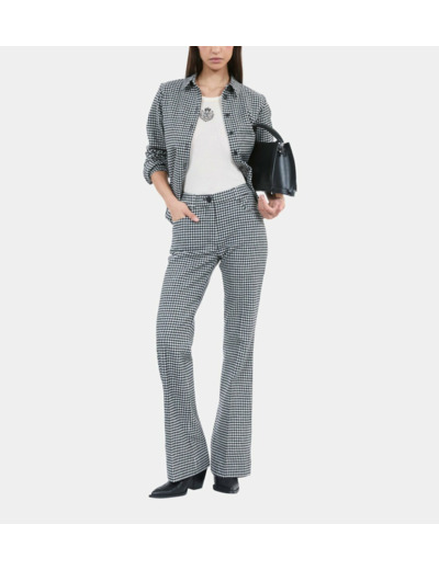 Pantalon Tailleur Flare À Carreaux Vichy black white