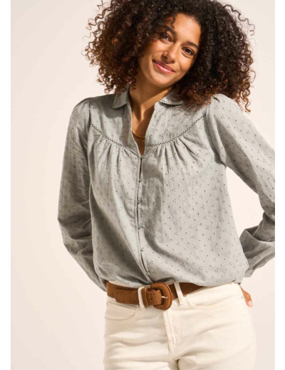 Chemisier en coton avec petites broderies anglaises