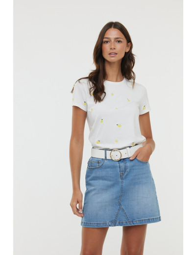 T-shirt manches courtes broderies «Citrons»